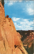 UT- Utah, On The Trail To The Rim, Zion National Park, Vintage Postcard (B8) - £5.06 GBP