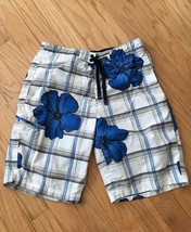 US POLO ASSN Surf Riders Mens Medium Floral Board Swim Shorts. White Blu... - $20.99