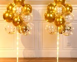 2 Set Christmas Halloween Floor Gold Balloon Column Stand Kit With Led S... - $51.99