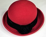 Vintage Lord &amp; Taylor Ladies 100% Wool Doeskin Felt Bollman Hat Co. Red ... - £39.32 GBP