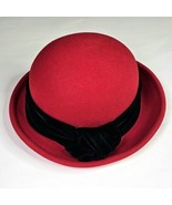 Vintage Lord &amp; Taylor Ladies 100% Wool Doeskin Felt Bollman Hat Co. Red ... - £39.61 GBP
