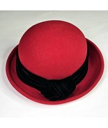Vintage Lord &amp; Taylor Ladies 100% Wool Doeskin Felt Bollman Hat Co. Red ... - $49.99