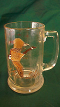 Vintage Flying Geese Glass Beer Mug, Clear With Brown Tone Geese - £19.98 GBP