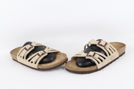 Vintage Birkenstock Womens Size 8 Leather Webbed Strap Buckle Sandals Beige - £53.53 GBP