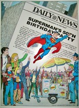 1988 Vintage RARE Dick Giordano Superman 50th Anniversary Art Poster / DC Comics - £46.92 GBP