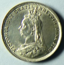 Great Britain 1887 Threepence 3d Victoria Silver coin Stunning Brilliant... - $285.00