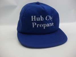 Hub City Propane Hat Creased Vintage Blue Snapback Trucker Cap Cracked Logo - £14.93 GBP