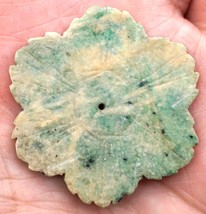 Antique Chinese Sculpted Jade button / applique Flower Shape Qing Dynast... - £20.77 GBP