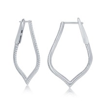 Sterling Silver Ultra-Thin 35mm Hoop CZ Earrings - Marquise - £72.88 GBP