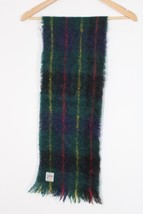 Vtg Avoca Handweavers Green Multi Check Mohair Wool Scarf Muffler 9x58 - £23.00 GBP