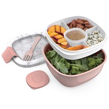 Stackable Lunch Container With Large 54-Oz Salad Bowl, 4-Compartment Ben... - $31.99
