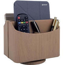 360 Degrees Rotating Desk Organizer Storage Box PU Leather Remote Control Holder - £9.79 GBP