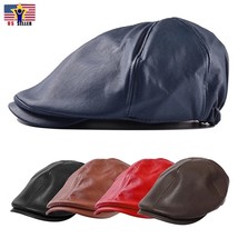 Man Women Leather Beret Solid Flat Hunting Gatsby Golf French Painter Hat Cap - £9.63 GBP