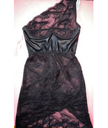 Victoria&#39;s Secret 32C CORSET BRA TOP SET+S panty+DRESS BLACK faux LEATHE... - £188.28 GBP