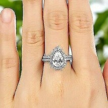 14 Karat Weißgold Finish Birnenschliff Diamant Verlobung Ehering Brautring Set - $84.23