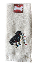 Christmas Hand Towels Black Lab Labrador Embroidered Cotton 16x26 Set of... - $39.48
