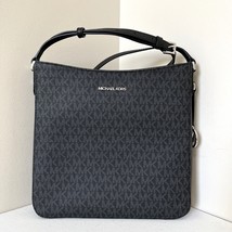 New Michael Kors Jet Set Travel Large Logo Messenger Bag Black Dust bag ... - $90.16