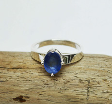 Fine 925 Sterling Silver Handmade Certified 3.25 Ct Blue Sapphire Statement Ring - £41.43 GBP