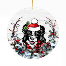Cute Maltese Dog Santa Hat Wreath Christmas Ornament Acrylic Gift Decor Hanging - £13.25 GBP