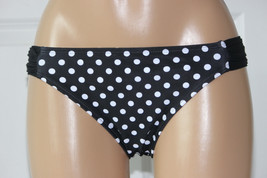 NEW California Waves Black White Polka Dots Tabs Hipster Bikini Bottom S Small - £6.92 GBP