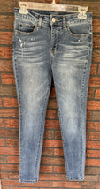 High Rise Skinny Jeans Size 4 Blue Stretch Denim 5 Pocket Little Distressed - $7.60