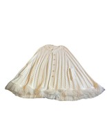 Vintage Hand Crafted Crocheted Knit Shawl Boho Chic Poncho Fringed Wrap ... - £27.57 GBP