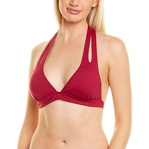 $74 La Blanca Standard Island Banded Cut Out Halter Bikini Top Red 12 NWOT - £14.09 GBP