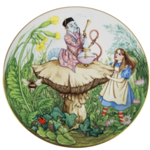 Alice in Wonderland Limoges Plate Sandy Nightingale Vintage Caterpillar Mushroom - £47.13 GBP