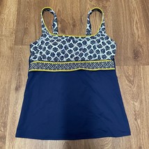 Lands End Womens Navy Blue White Yellow Tankini Underwire Swim Top Size ... - £25.55 GBP