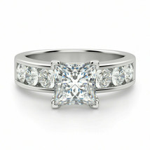 Engagement Ring 2.60Ct Princess Diamond Channel Band 14k White Gold Over Size 8 - £89.87 GBP