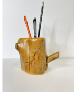 Pen Pencil Holder Vintage Folk Art Etched Leaf Pattern Handle Leaves - $515.31 MXN