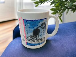Kotor’s Cats Fukushima Japan Whimsical Handpainted Coffee Mug Black Cat ... - $35.77
