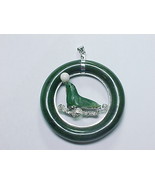 SEAL PENDANT in Genuine Deep GREEN JADE and STERLING SILVER - 2.25 inche... - $375.00