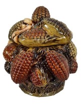 Inarco 1970&#39;s Indian Corn and Garlic Covered Cookie Jar Candy Dish Fall Harvest - £41.36 GBP