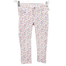 OshKosh BGosh Floral Jeans 6X Girls Pants White Blue Red Adjustable Waist - £7.68 GBP
