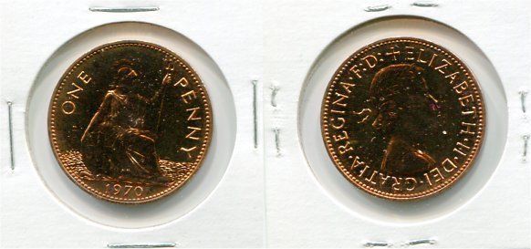 Primary image for 1970 Great Britain One Penny Coin Proof QEII