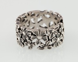 James Avery Multi Flower Sterling Silver Wide Band Ring 9 mm - £371.73 GBP
