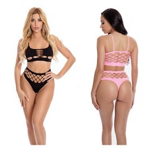 PINK LIPSTICK NEON DREAMS BRA &amp; HIGH WAIST THONG PANTY BRA SET - £15.97 GBP