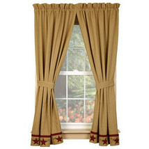Country  burlap Star Window Curtains with tie backs - SALE - $48.00