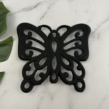 Vintage Metal Trivet Wall Hanging Butterfly Floral Black 70s 80s Insect - $22.76