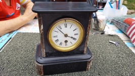 Vintage Late 1800s Brevete French Slate Mantel Clock . - £118.52 GBP