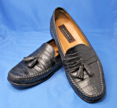 Florsheim Black Alligator Print Tassel Size 9.5 D Loafer Leather Stitched Sole - £19.32 GBP