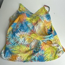 Denim &amp; Co. Beach Floral V Neck Ruffle Wrap Swim Tankini Top Size 32W - $19.79