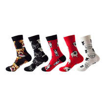 Anysox 5 Pairs One Size 5-11 Mixed Color Set Christmas Socks Cotton Dog Art - £22.35 GBP