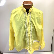 Vtg 70s Sz XL Hollywood Design Hidden Hood Yellow Windbreaker Jacket Ful... - $25.00