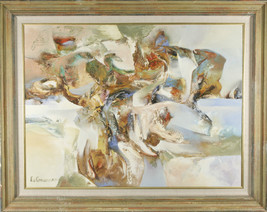 Untitled (Abstract in Blue, Green, Brown) by Edward Grossman Framed Oil Painting - £4,985.58 GBP