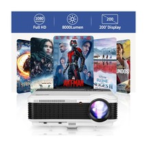 Projector 1080P Full Hd Movie Gaming Tv Projector 200 Inch Built-In Spea... - $497.99