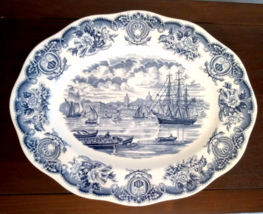 Historical Ports of England Meat Platter 14&quot; Oval Serving Tray Greenwich Ships - $39.54