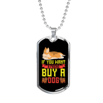 Friend Dog Yellow Necklace Stainless Steel or 18k Gold Dog Tag 24&quot; Chain - £37.92 GBP+