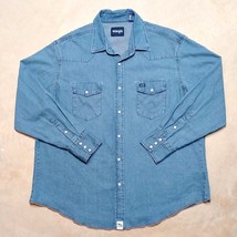 Vintage Wrangler Pearl Snap Men 100% Cotton Denim Western - Men&#39;s Size XXL - $29.95